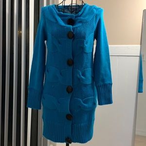 Vince Bright Blue Wool Button Cardigan Coat XS